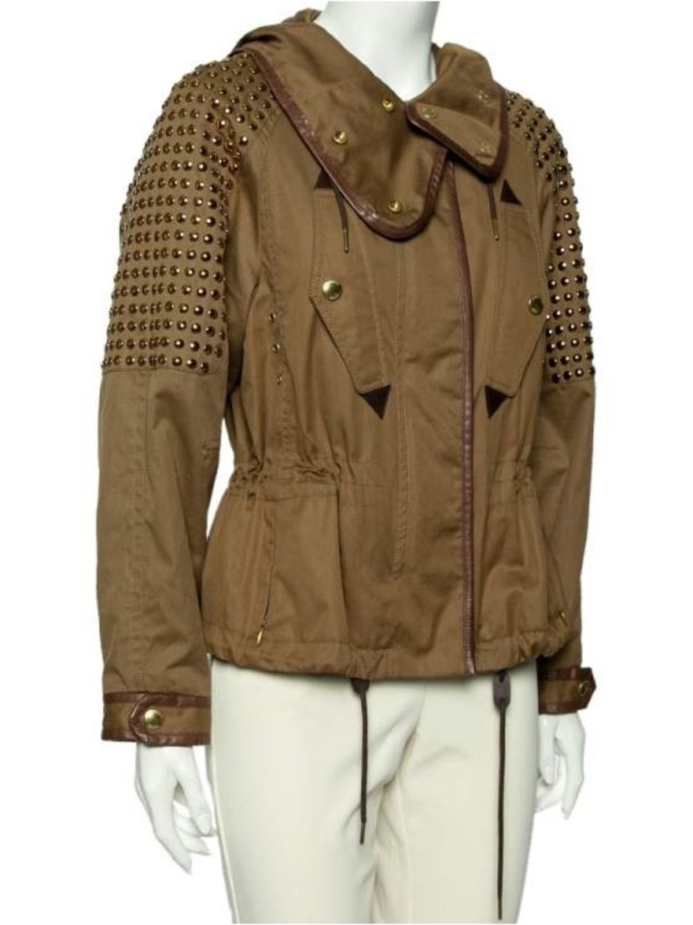 Burberry Brit Olive Green Studded Zip-Up Jacket - Picture 7 of 8